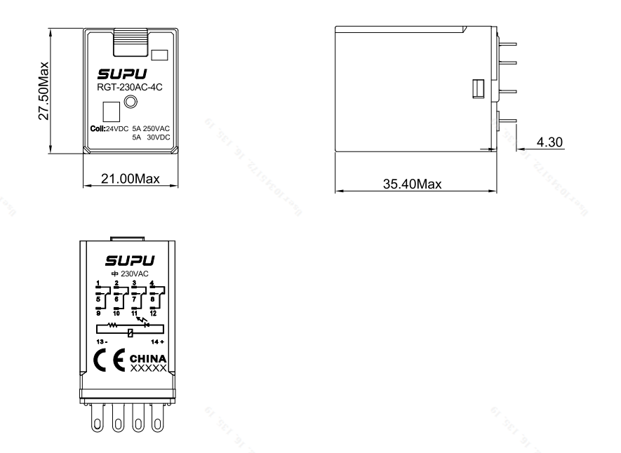 標(biāo)準(zhǔn)型繼電器插頭RGT-230AC-4C