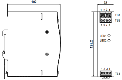 導(dǎo)軌電源輔助模塊SDD-24DC2-20結(jié)構(gòu)圖