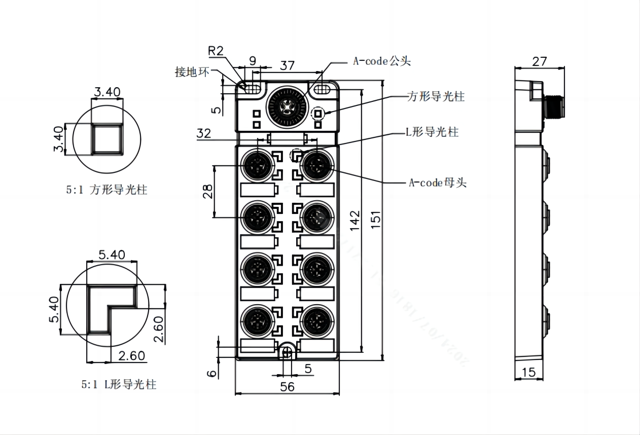 IO-Link從站外殼IOL1A-S12P8-UV